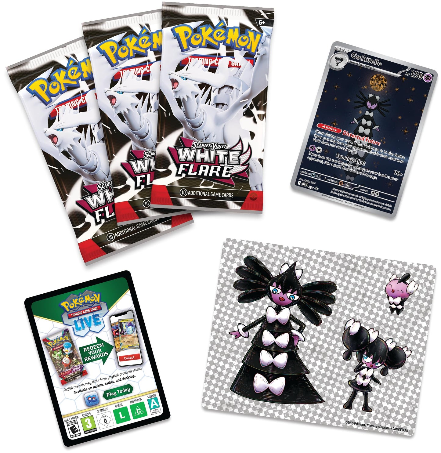 Pokémon TCG White Flare Tech Sticker Collection contenido