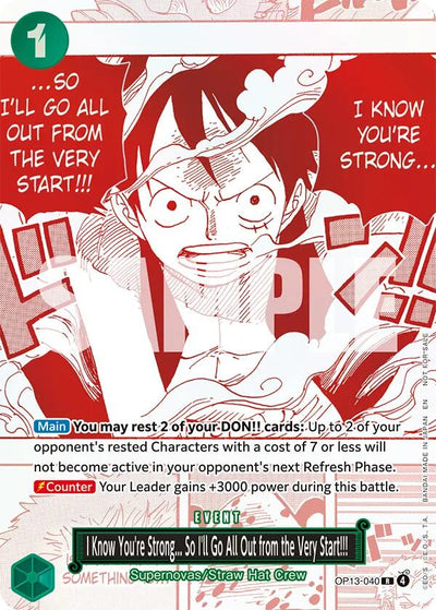I Know You're Strong... So I'll Go All Out from the Very Start!!! (3rd Anniversary Treasure Campaign Pack) [OP-PR - OP13-040]