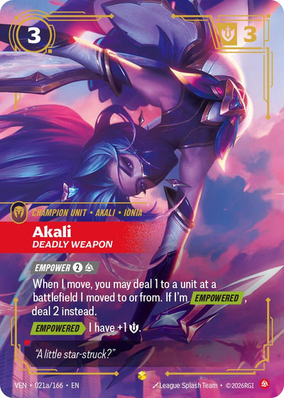 Akali, Deadly Weapon (Alternate Art) [VEN - 021a/166]