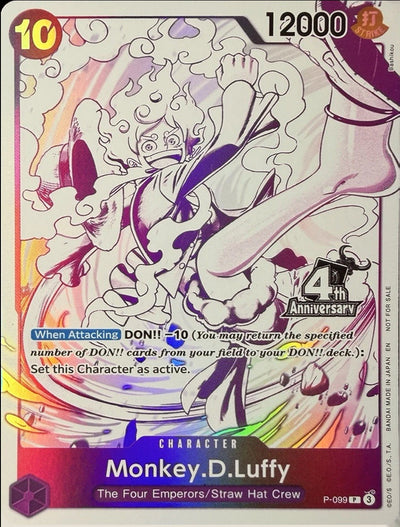 Monkey.D.Luffy (4th Anniversary Treasure Campaign Pack) [OP-PR - P-099]