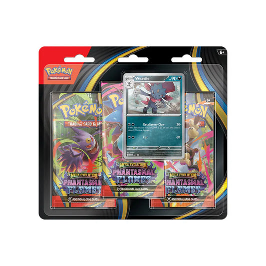 Pokémon TCG Phantasmal Flames Blister de 3 Sobres - Incluye Carta Weavile