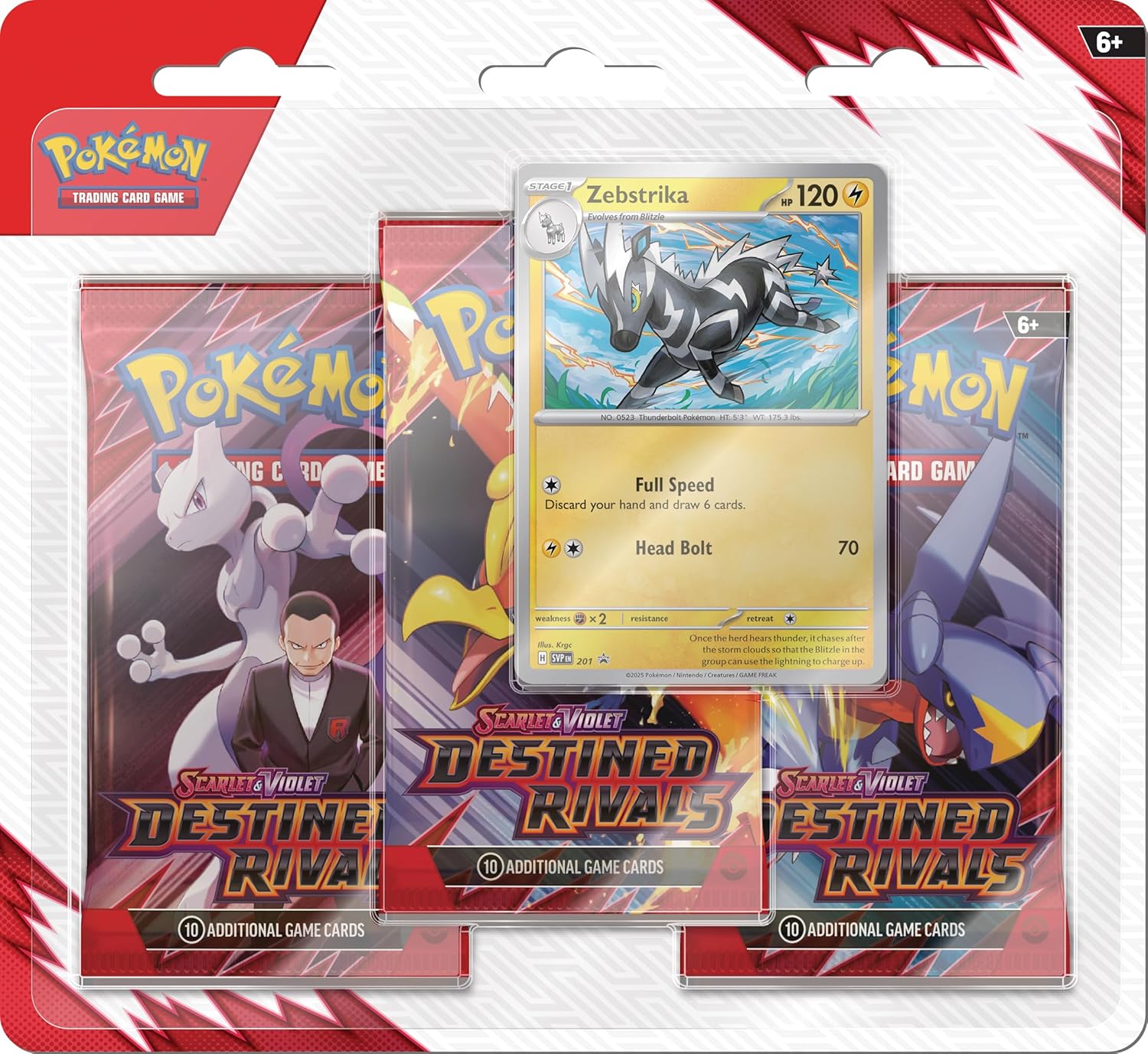 Pokemon TCG Destined Rivals - 3 Pack Blister-Zebstrika