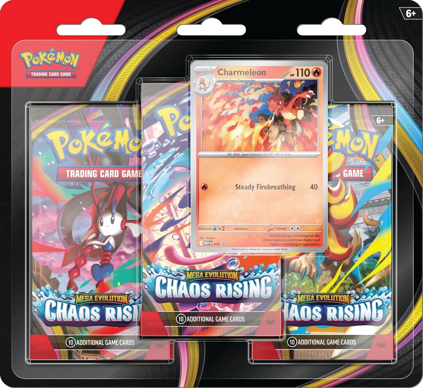 Pokemon TCG: Mega Evolution Chaos Rising - 3-Pack Booster Blister
