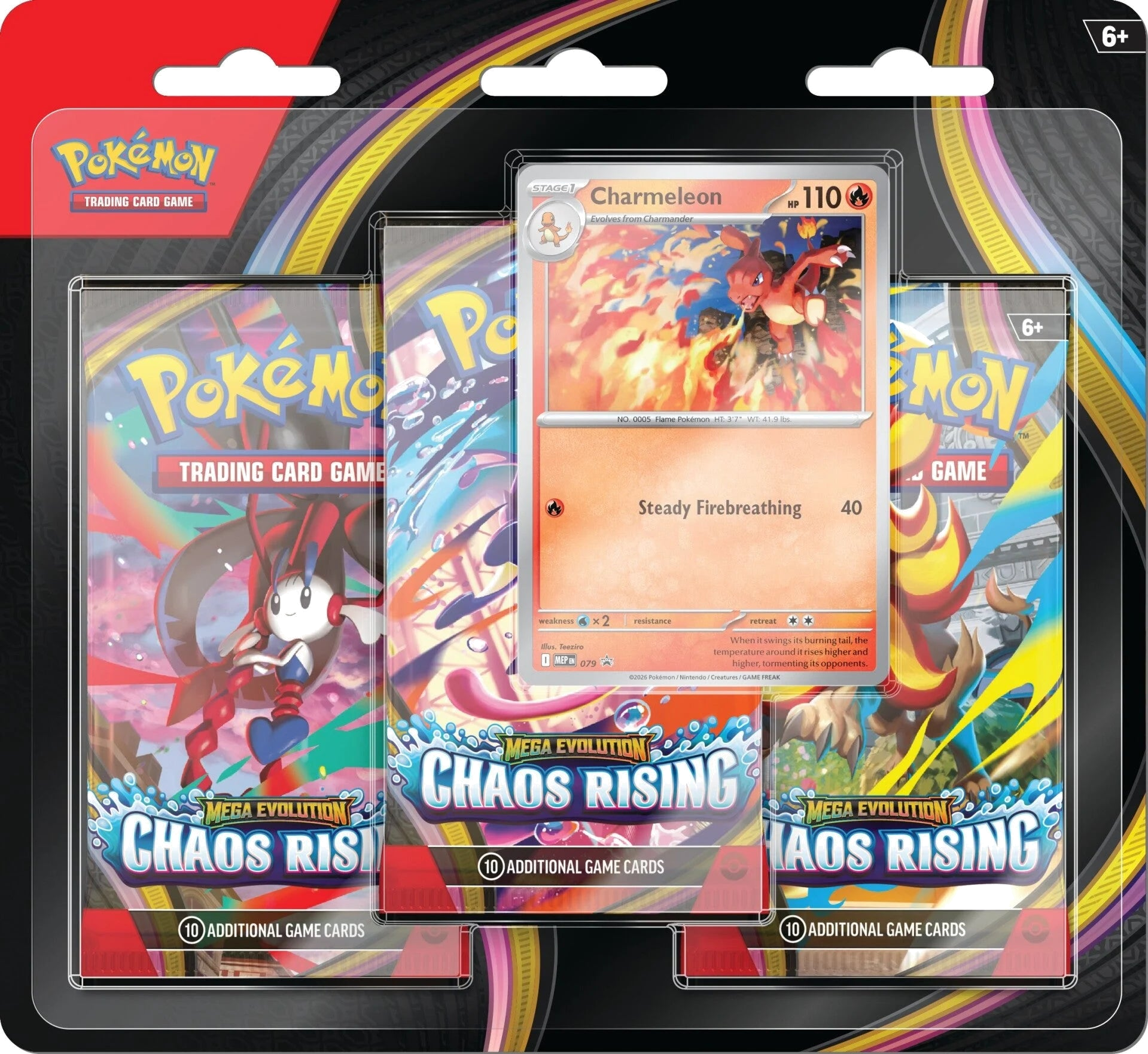 Pokemon TCG: Mega Evolution Chaos Rising - 3-Pack Booster Blister